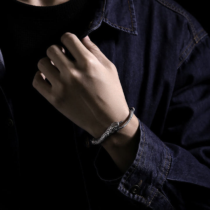 Braccialetto di benedizione dell'anno del serpente a forma di serpente in argento sterling Buddha Stones - image 12