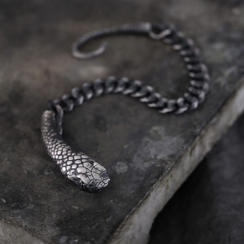 Braccialetto di benedizione dell'anno del serpente a forma di serpente in argento sterling Buddha Stones - image 1