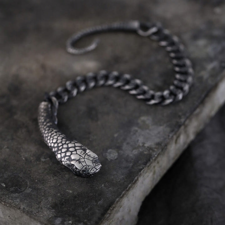 Braccialetto di benedizione dell'anno del serpente a forma di serpente in argento sterling Buddha Stones - image 1