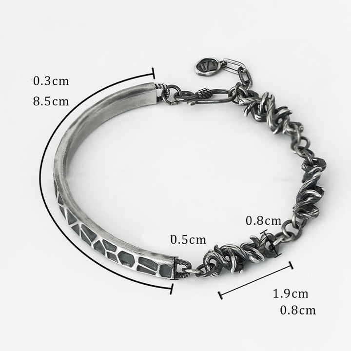 Braccialetto di protezione a metà con motivo a martello in argento sterling Buddha Stones