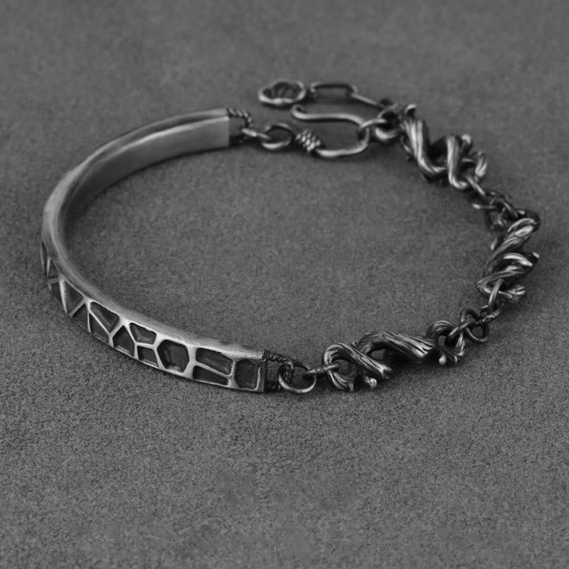 Braccialetto di protezione a metà con motivo a martello in argento sterling Buddha Stones