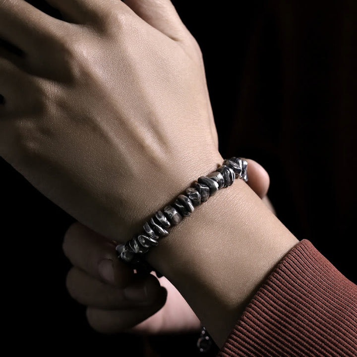 Braccialetto di protezione con piccole forme modificabili in argento sterling 999 Buddha Stones