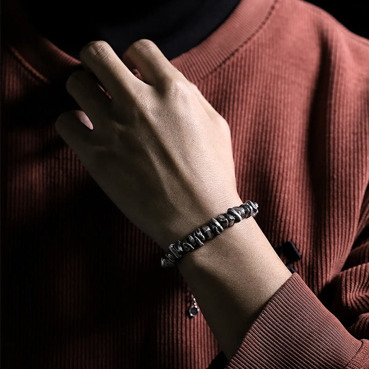 Braccialetto di protezione con piccole forme modificabili in argento sterling 999 Buddha Stones