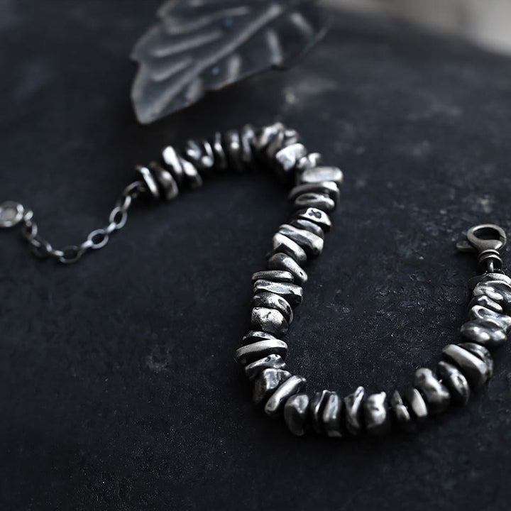 Braccialetto di protezione con piccole forme modificabili in argento sterling 999 Buddha Stones
