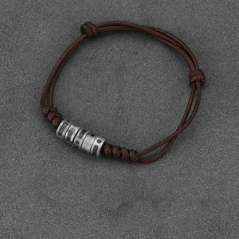 Braccialetto di benedizione in corda di cera con codice Morse in argento sterling 999 Buddha Stones - Corda cerata marrone in argento sterling 999 (circonferenza polso: 14-21 cm) - Codice Morse: FORTUNATO - image 12