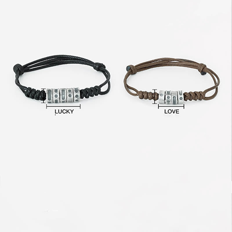 Braccialetto di benedizione in corda di cera con codice Morse in argento sterling 999 Buddha Stones - image 4