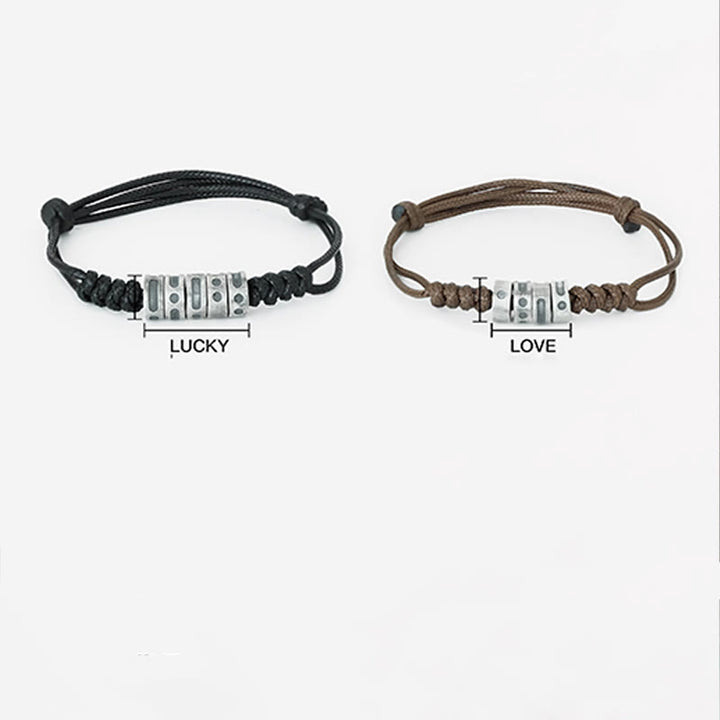 Braccialetto di benedizione in corda di cera con codice Morse in argento sterling 999 Buddha Stones - image 4