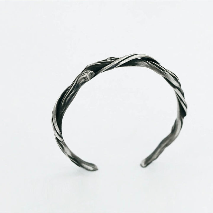 Bracciale rigido Buddha Stones in argento sterling 999 con legno galleggiante