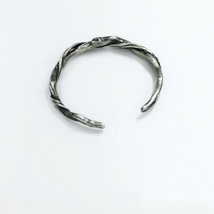 Bracciale rigido Buddha Stones in argento sterling 999 con legno galleggiante