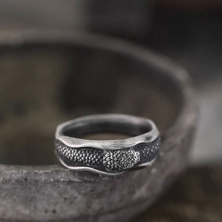 Anello di protezione dell'anno del serpente a forma di serpente in argento sterling 999 Buddha Stones