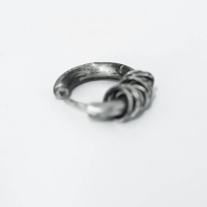 Orecchini di protezione in argento sterling 925 Buddha Stones martellati a mano