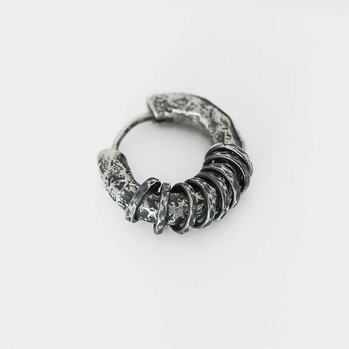 Orecchini di protezione in argento sterling 925 Buddha Stones martellati a mano