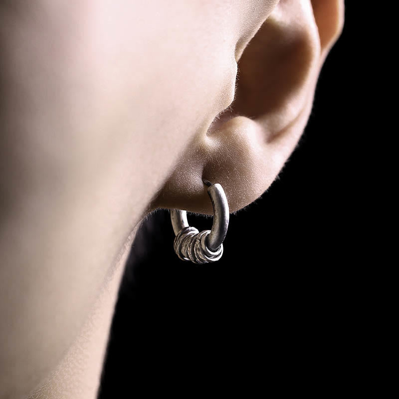 Orecchini di protezione in argento sterling 925 Buddha Stones martellati a mano
