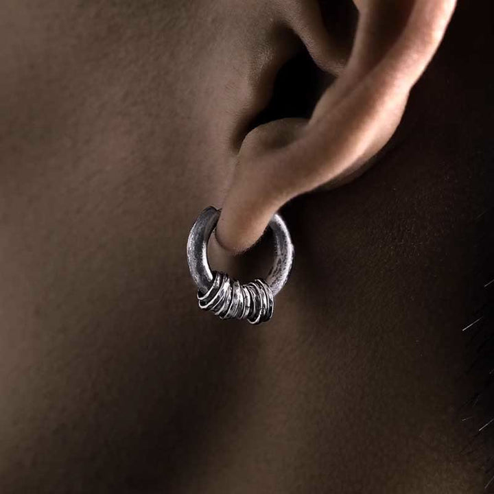 Orecchini di protezione in argento sterling 925 Buddha Stones martellati a mano