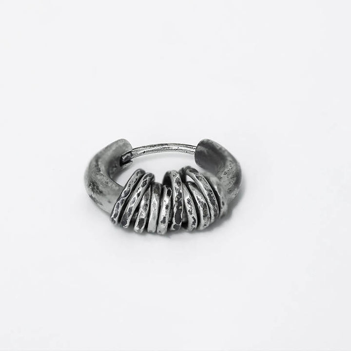 Orecchini di protezione in argento sterling 925 Buddha Stones martellati a mano