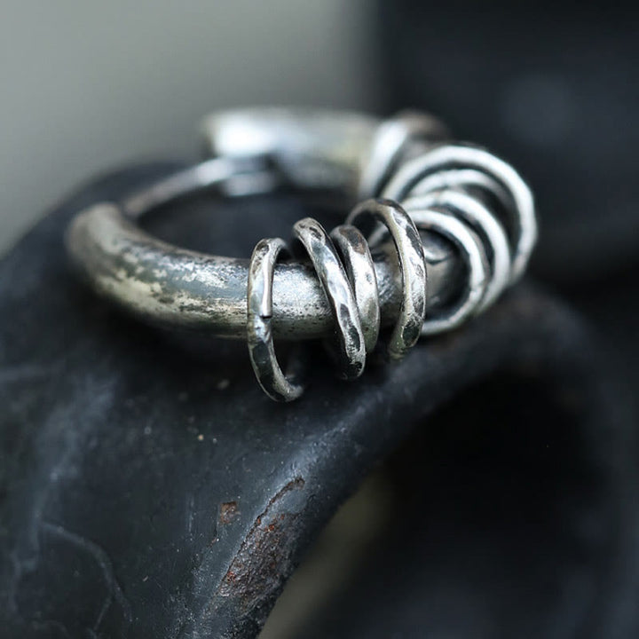 Orecchini di protezione in argento sterling 925 Buddha Stones martellati a mano