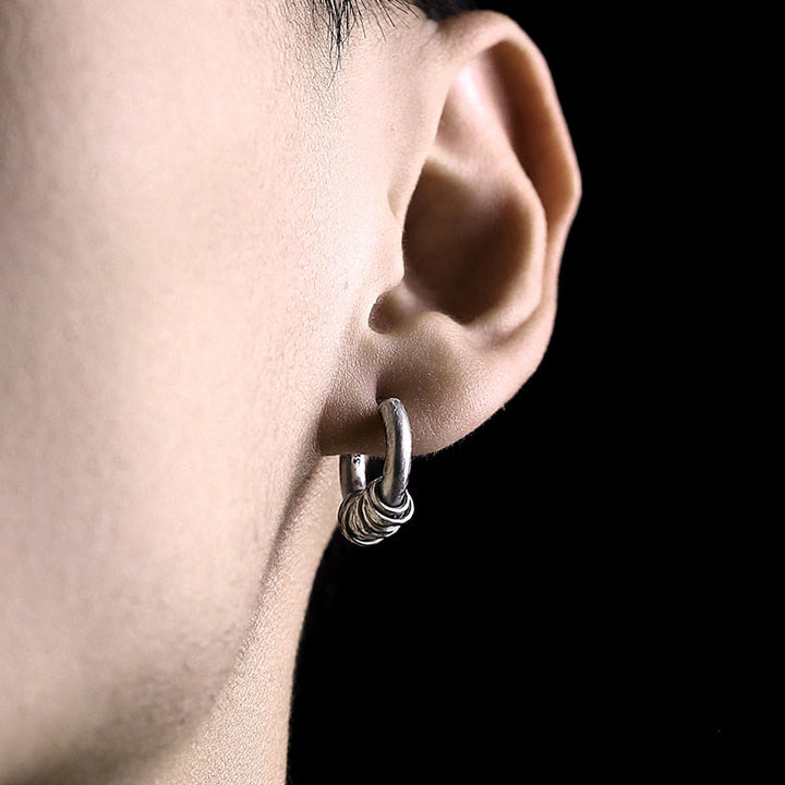 Orecchini di protezione in argento sterling 925 Buddha Stones martellati a mano