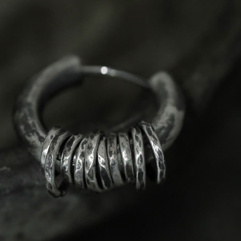 Orecchini di protezione in argento sterling 925 Buddha Stones martellati a mano