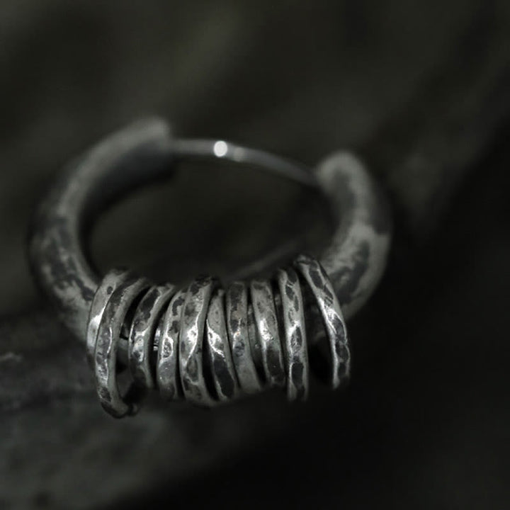 Orecchini di protezione in argento sterling 925 Buddha Stones martellati a mano