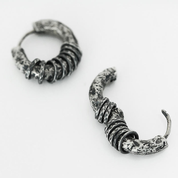 Orecchini di protezione in argento sterling 925 Buddha Stones martellati a mano
