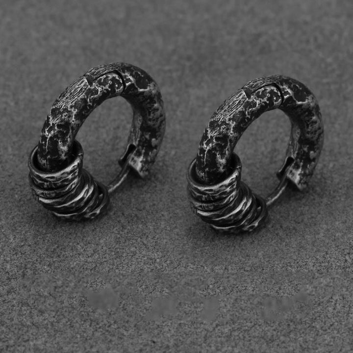 Orecchini di protezione in argento sterling 925 Buddha Stones martellati a mano