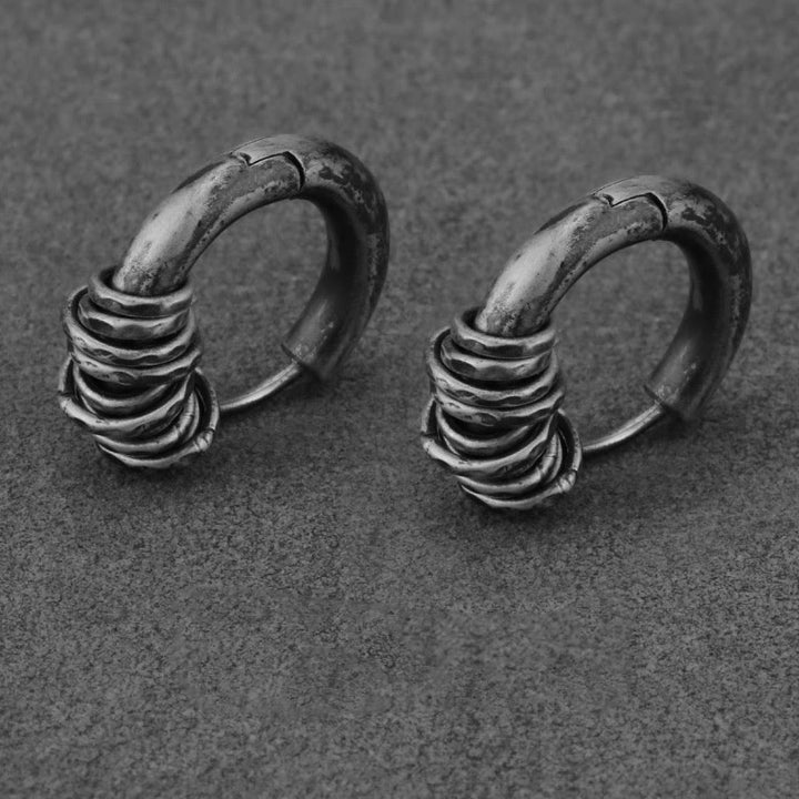 Orecchini di protezione in argento sterling 925 Buddha Stones martellati a mano