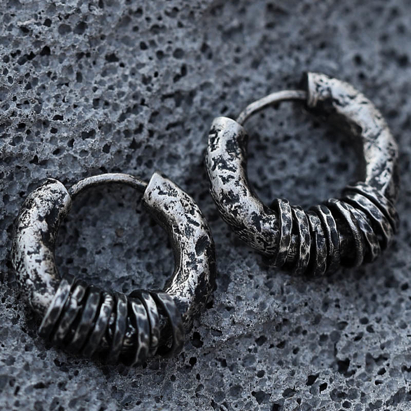 Orecchini di protezione in argento sterling 925 Buddha Stones martellati a mano