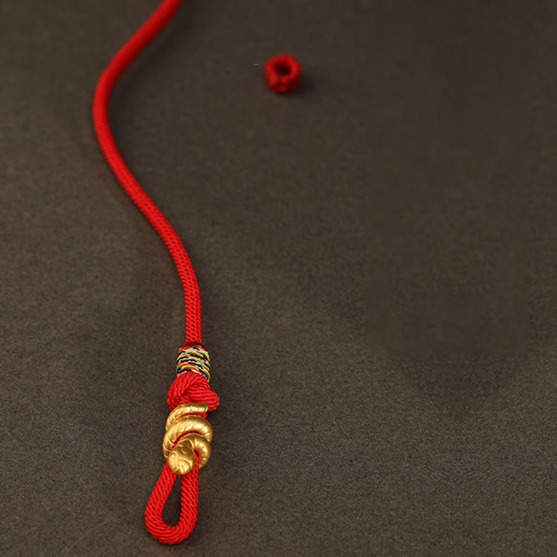 Braccialetto intrecciato con corda di protezione dalla fortuna fatto a mano con design dell'anno del serpente , Buddha Stones , oro 999