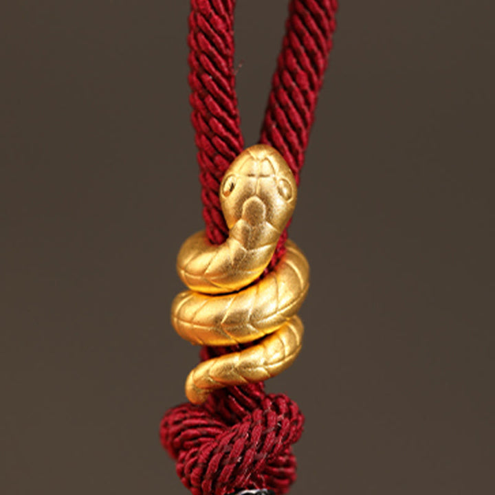 Braccialetto intrecciato con corda di protezione dalla fortuna fatto a mano con design dell'anno del serpente , Buddha Stones , oro 999