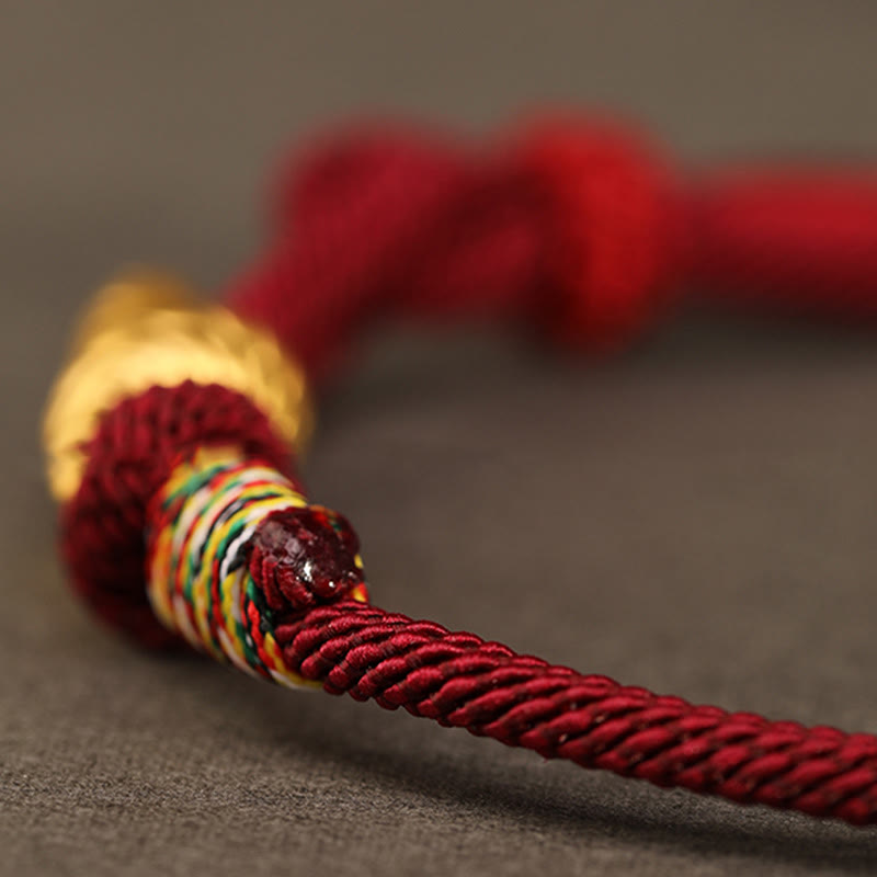 Braccialetto intrecciato con corda di protezione dalla fortuna fatto a mano con design dell'anno del serpente , Buddha Stones , oro 999