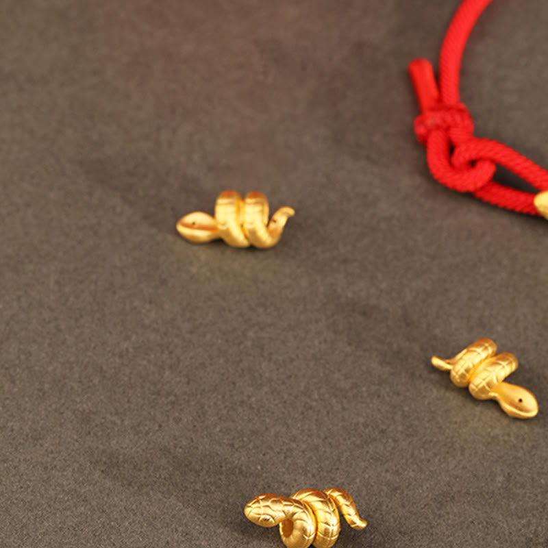 Braccialetto intrecciato con corda di protezione dalla fortuna fatto a mano con design dell'anno del serpente , Buddha Stones , oro 999