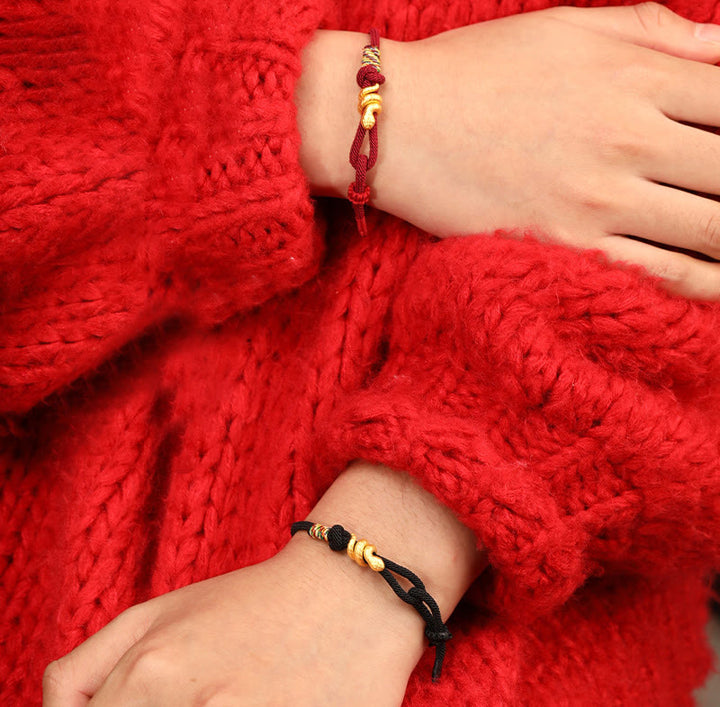 Braccialetto intrecciato con corda di protezione dalla fortuna fatto a mano con design dell'anno del serpente , Buddha Stones , oro 999 - image 20