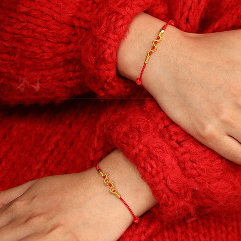 Buddha Stones 999 Oro Anno del Serpente Fatto a Mano Fortuna Forza Braccialetto Intrecciato Cavigliera - image 10