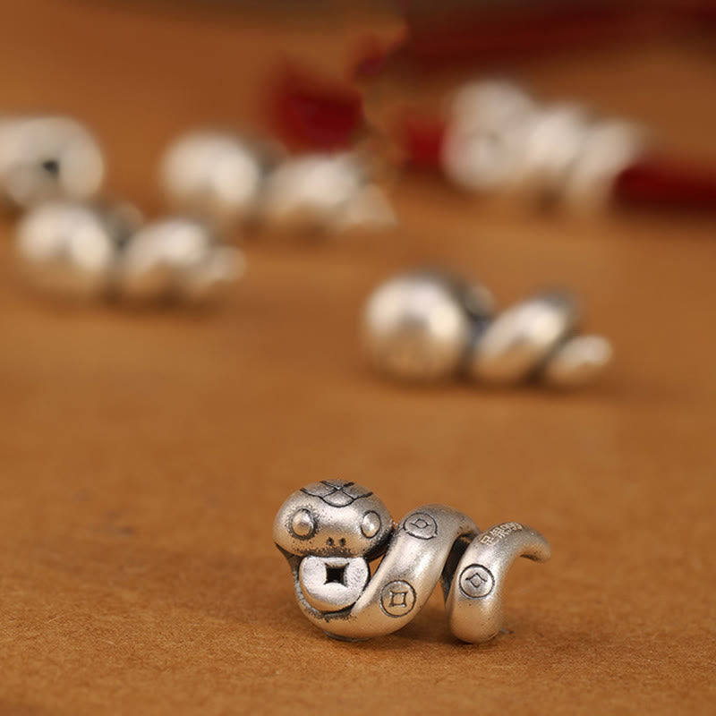 Bracciale intrecciato con protezione per monete in rame fatto a mano con Buddha Stones in argento sterling 999 Anno del serpente - image 3