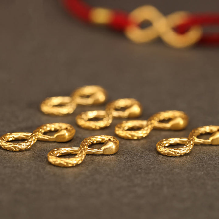 Buddha Stones 999 Oro Anno del Serpente Eterno Nodo Infinito Braccialetto Fatto a Mano della Fortuna