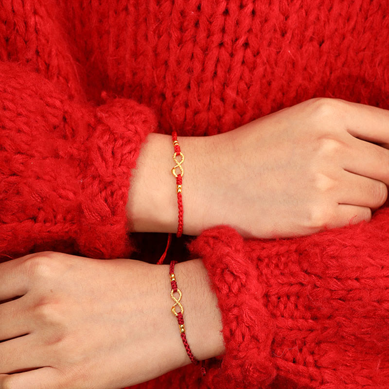 Buddha Stones 999 Oro Anno del Serpente Eterno Nodo Infinito Braccialetto Fatto a Mano della Fortuna - image 16