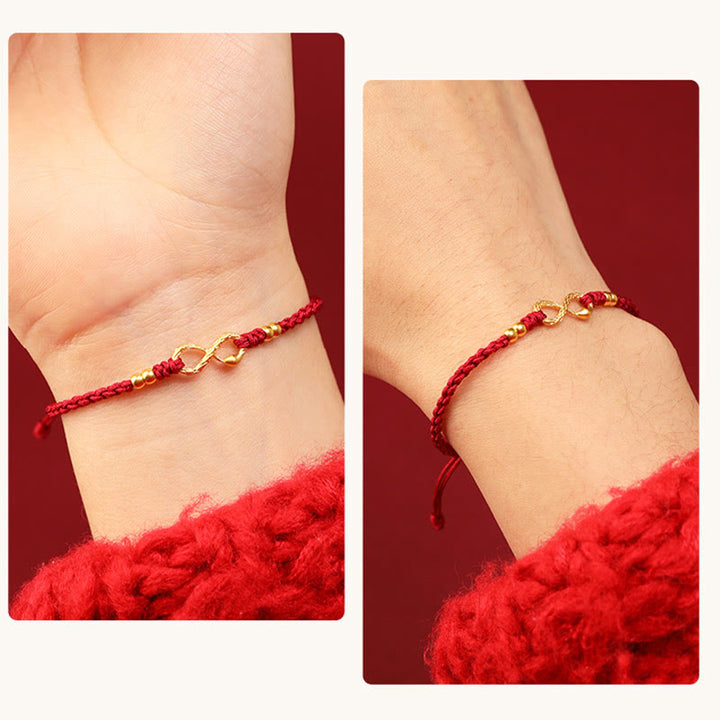 Buddha Stones 999 Oro Anno del Serpente Eterno Nodo Infinito Braccialetto Fatto a Mano della Fortuna - image 15