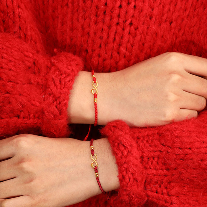 Buddha Stones 999 Oro Anno del Serpente Eterno Nodo Infinito Braccialetto Fatto a Mano della Fortuna - image 16