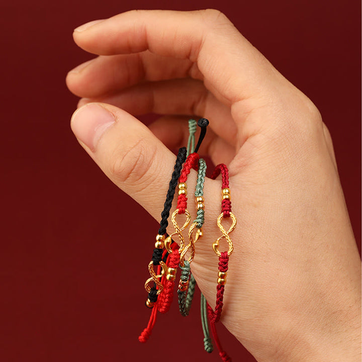 Buddha Stones 999 Oro Anno del Serpente Eterno Nodo Infinito Braccialetto Fatto a Mano della Fortuna - image 11