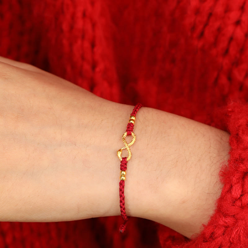 Buddha Stones 999 Oro Anno del Serpente Eterno Nodo Infinito Braccialetto Fatto a Mano della Fortuna - image 13