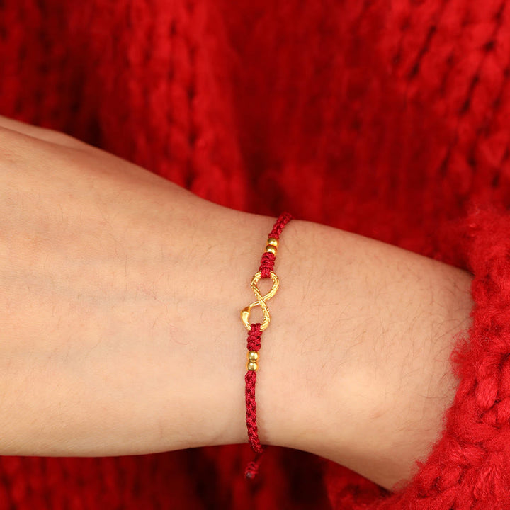 Buddha Stones 999 Oro Anno del Serpente Eterno Nodo Infinito Braccialetto Fatto a Mano della Fortuna - image 13