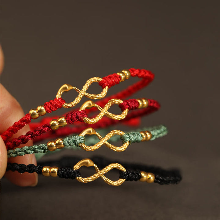 Buddha Stones 999 Oro Anno del Serpente Eterno Nodo Infinito Braccialetto Fatto a Mano della Fortuna - image 10