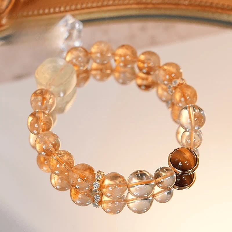 Bracciale Buddha Stones Topazio Citrino Occhio di Tigre Zakiram Dea della Ricchezza