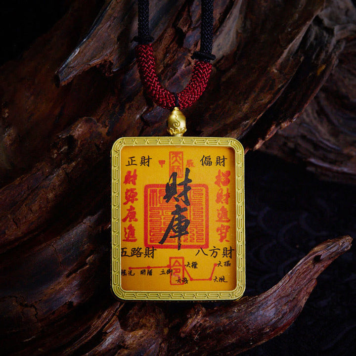 Buddha Stones, ciondolo con collana di Thangka dipinto a mano, ciondolo con zakiram tibetano, volpe a nove code, dio giallo della ricchezza - Tesoro - image 14