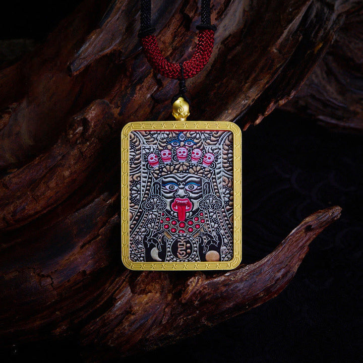 Buddha Stones, ciondolo con collana di Thangka dipinto a mano, ciondolo con zakiram tibetano, volpe a nove code, dio giallo della ricchezza - Zakiram viola - image 19