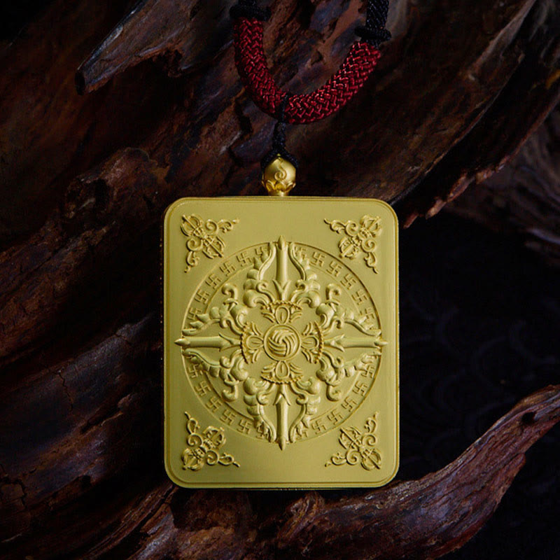 Buddha Stones, ciondolo con collana di Thangka dipinto a mano, ciondolo con zakiram tibetano, volpe a nove code, dio giallo della ricchezza - image 3