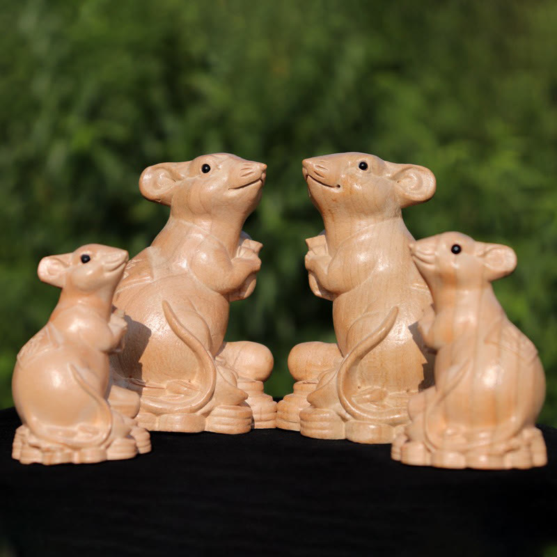 Buddha Stones Anno del serpente Zodiaco cinese Fu carattere Decorazione della statua della casa in legno di pesco - image 4