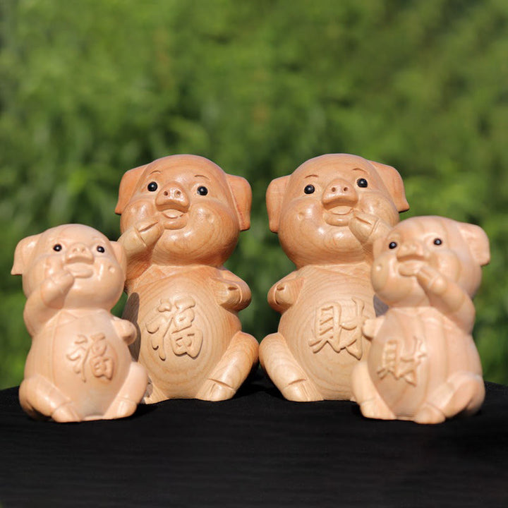 Buddha Stones Anno del serpente Zodiaco cinese Fu carattere Decorazione della statua della casa in legno di pesco - image 33