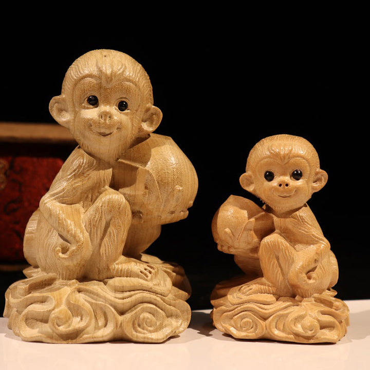 Buddha Stones Anno del serpente Zodiaco cinese Fu carattere Decorazione della statua della casa in legno di pesco - image 26