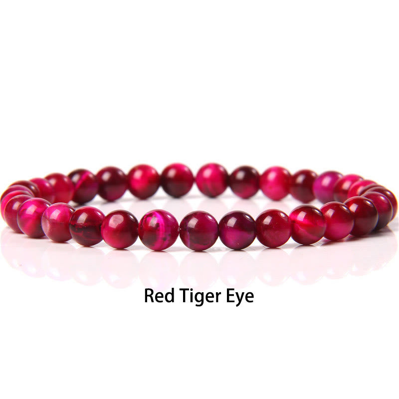 Buddha Stones 6mm Varie Pietre Cristallo Nero Glitter Pietra Occhio di Tigre Rosso Perline Braccialetto di Protezione